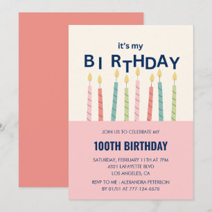 Cartes d'invitation drôles pour 100 ans avec bougi