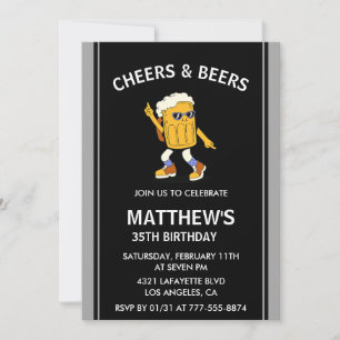 Cartes d'invitation drôles pour 35 ans Fête et Biè