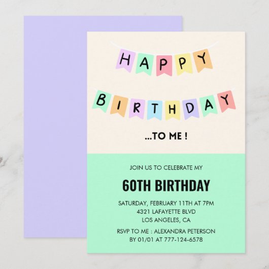 Cartes d'invitation drôles pour 60 ans Joyeux Anni (Devant / Derrière)