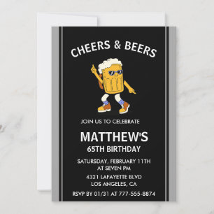 Cartes d'invitation drôles pour 65 ans Fête et Biè