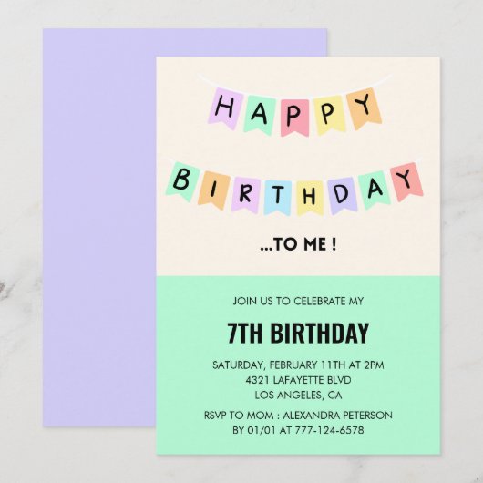 Cartes d'invitation drôles pour un 7ème anniversai (Devant / Derrière)