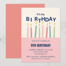 Cartes d'invitation drôles pour un 9ème anniversai
