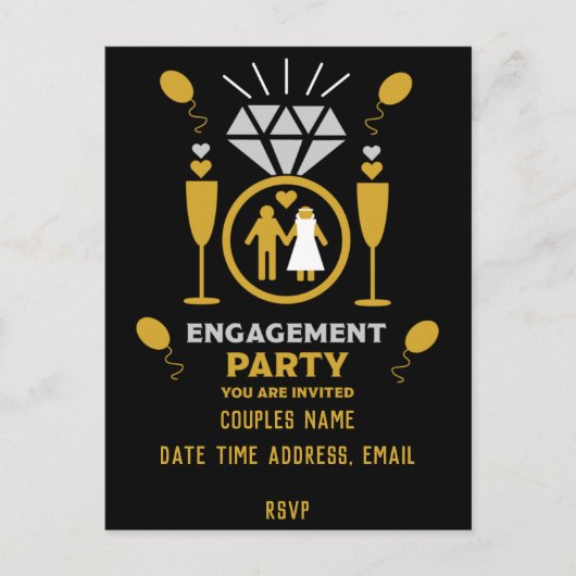 Cartes d'invitation drôles pour une fête de fiança (Devant)