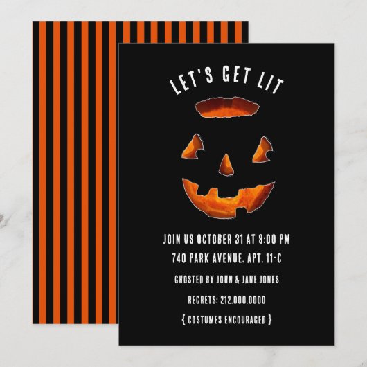 Cartes d'invitation drôles pour une fête d'Hallowe (Devant / Derrière)