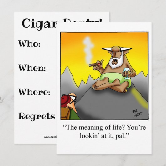 Cartes d'invitation drôles pour une fête du cigare (Devant / Derrière)