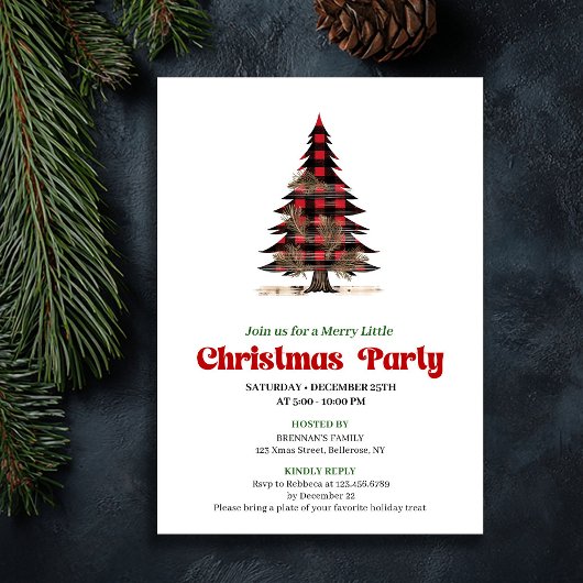 Cartes d'invitation éditable pour un Arbre de Noël
