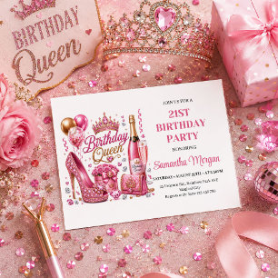 Cartes d'invitation élégantes à paillettes roses p