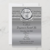 Cartes d'invitation élégantes argent avec emblème  (Devant)