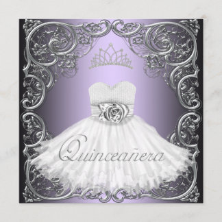 Cartes d'invitation élégantes argent et violet pou