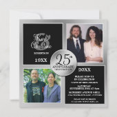 Cartes d'invitation élégantes argent pour 25e anni (Devant)