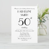 Cartes d'invitation élégantes blanches pour annive (Debout devant)