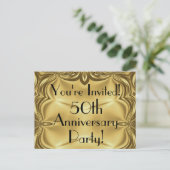 Cartes d'invitation élégantes en or pour le 50e an (Debout devant)