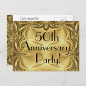 Cartes d'invitation élégantes en or pour le 50e an (Devant / Derrière)