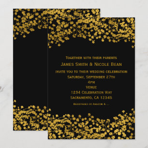 Cartes d'invitation élégantes noires avec baby's b
