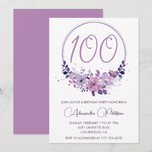 Cartes d'invitation élégantes pour 100e anniversai