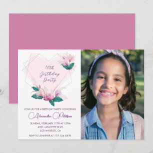 Cartes d'invitation élégantes pour 10 ans avec pho