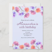 Cartes d'invitation élégantes pour 10 ans Boho Flo (Devant)