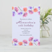 Cartes d'invitation élégantes pour 10 ans Boho Flo (Debout devant)