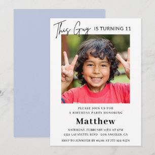 Cartes d'invitation élégantes pour 11 ans garçon P