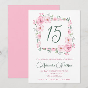 Cartes d'invitation élégantes pour 15 ans Floral R