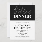 Cartes d'invitation élégantes pour 16 ans Dîner d' (Devant)