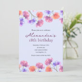 Cartes d'invitation élégantes pour 18 ans Boho Flo (Debout devant)