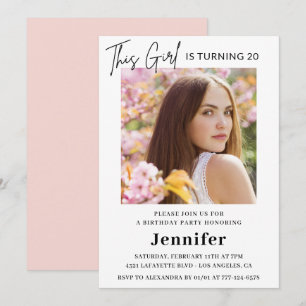 Cartes d'invitation élégantes pour 20 ans avec pho