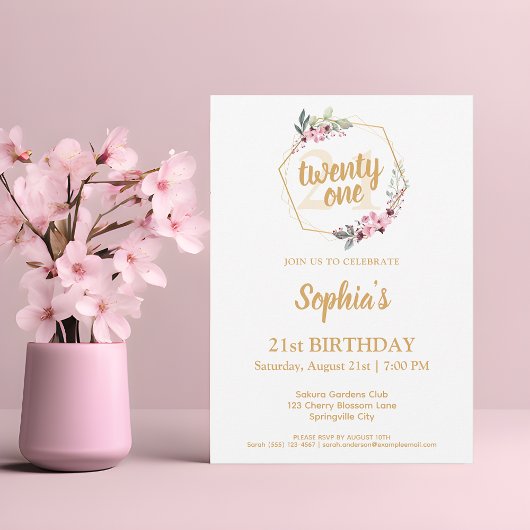 Cartes d'invitation élégantes pour 21 ans - Charme