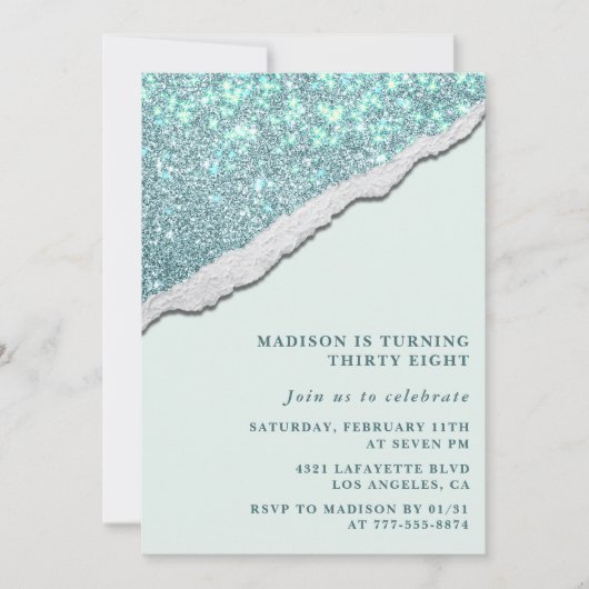 Cartes d'invitation élégantes pour 38e anniversair (Devant)