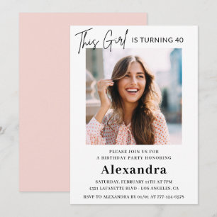 Cartes d'invitation élégantes pour 40 ans avec pho