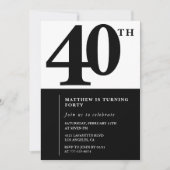 Cartes d'invitation élégantes pour 40 ans Chic Sim (Devant)