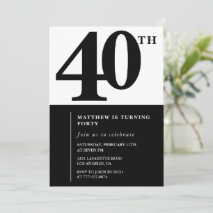 Cartes d'invitation élégantes pour 40 ans Chic Sim