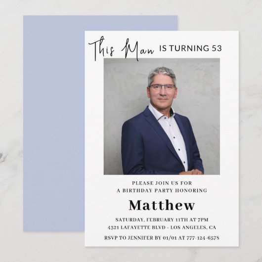 Cartes d'invitation élégantes pour 53e anniversair (Devant / Derrière)