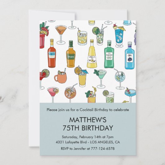 Cartes d'invitation élégantes pour 75 ans Cocktail (Devant)