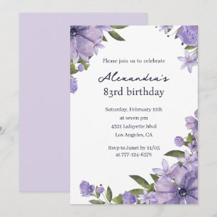Cartes d'invitation élégantes pour 83ème anniversa
