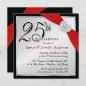 Cartes d'invitation élégantes pour la 25e fête d'a (Devant / Derrière)