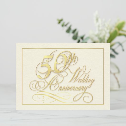 Cartes d'invitation élégantes pour le 50e annivers (Debout devant)