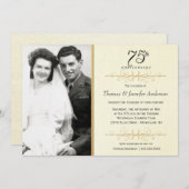 Cartes d'invitation élégantes pour le 75e annivers (Devant / Derrière)
