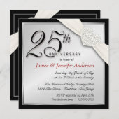 Cartes d'invitation élégantes pour les 25 ans d'an (Devant / Derrière)