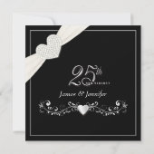 Cartes d'invitation élégantes pour les 25 ans d'an (Dos)