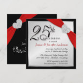 Cartes d'invitation élégantes pour les 25 ans d'an (Devant / Derrière)