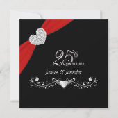 Cartes d'invitation élégantes pour les 25 ans d'an (Dos)