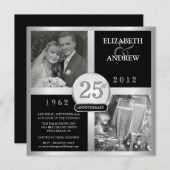 Cartes d'invitation élégantes pour les 25 ans de m (Devant / Derrière)
