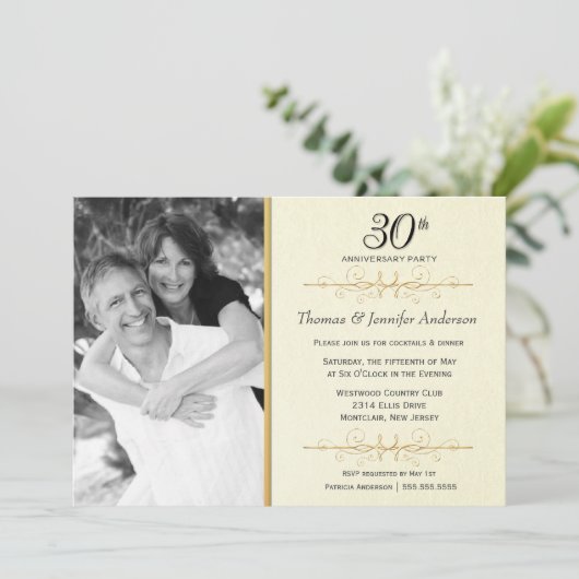 Cartes d'invitation élégantes pour les 30 ans de m (Debout devant)