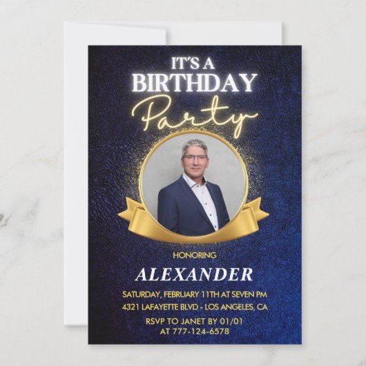 Cartes d'invitation élégantes pour les 53 ans des (Devant)