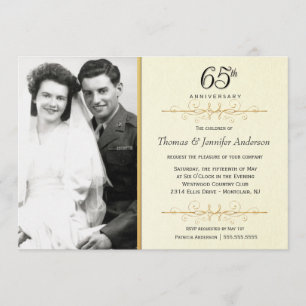 Cartes d'invitation élégantes pour les 65 ans avec