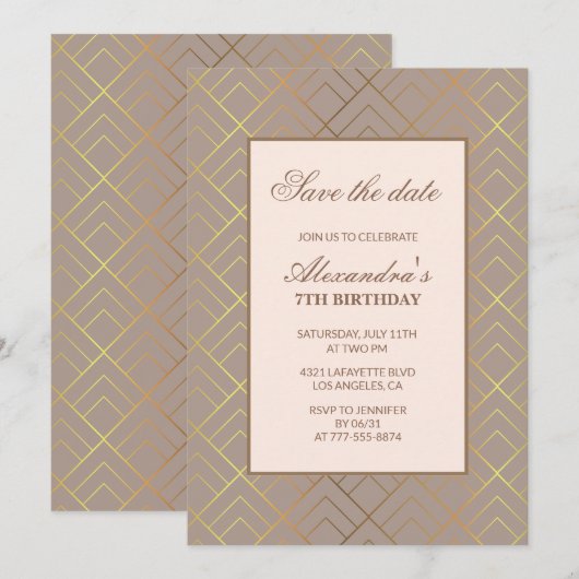 Cartes d'invitation élégantes pour un 7ème anniver (Devant / Derrière)