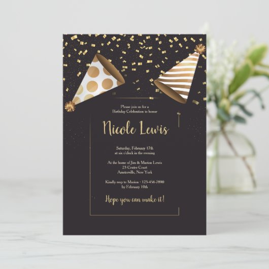 Cartes d'invitation élégantes pour un anniversaire (Debout devant)