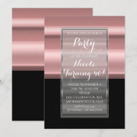 Cartes d'invitation élégantes rose et noir pour an