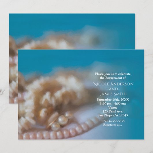 Cartes d'invitation élégantes Shells & Pearls pein (Devant / Derrière)